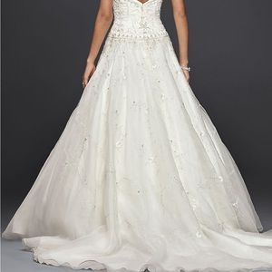Oleg Cassini Strapless Ballgown Dress with Veil